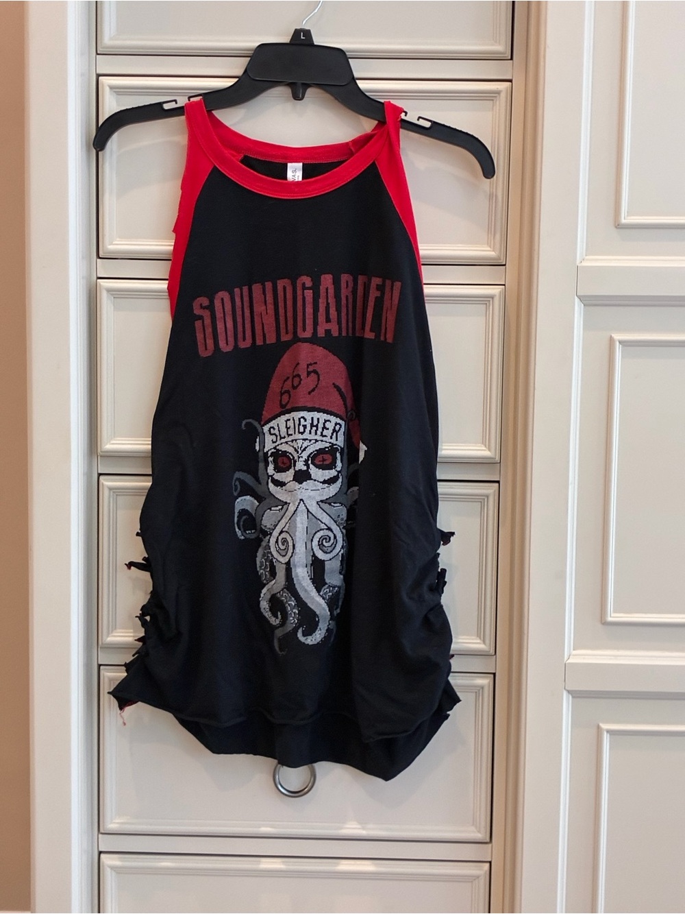 Bella Canvas Black Tank Top with Red Trim and Band Graphic